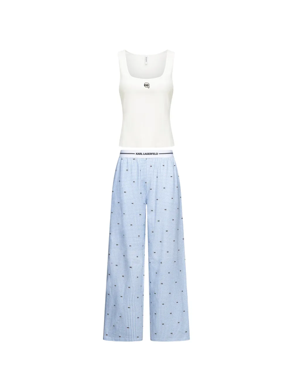 Karl Lagerfeld Ikon gingham pajama set - Weiß