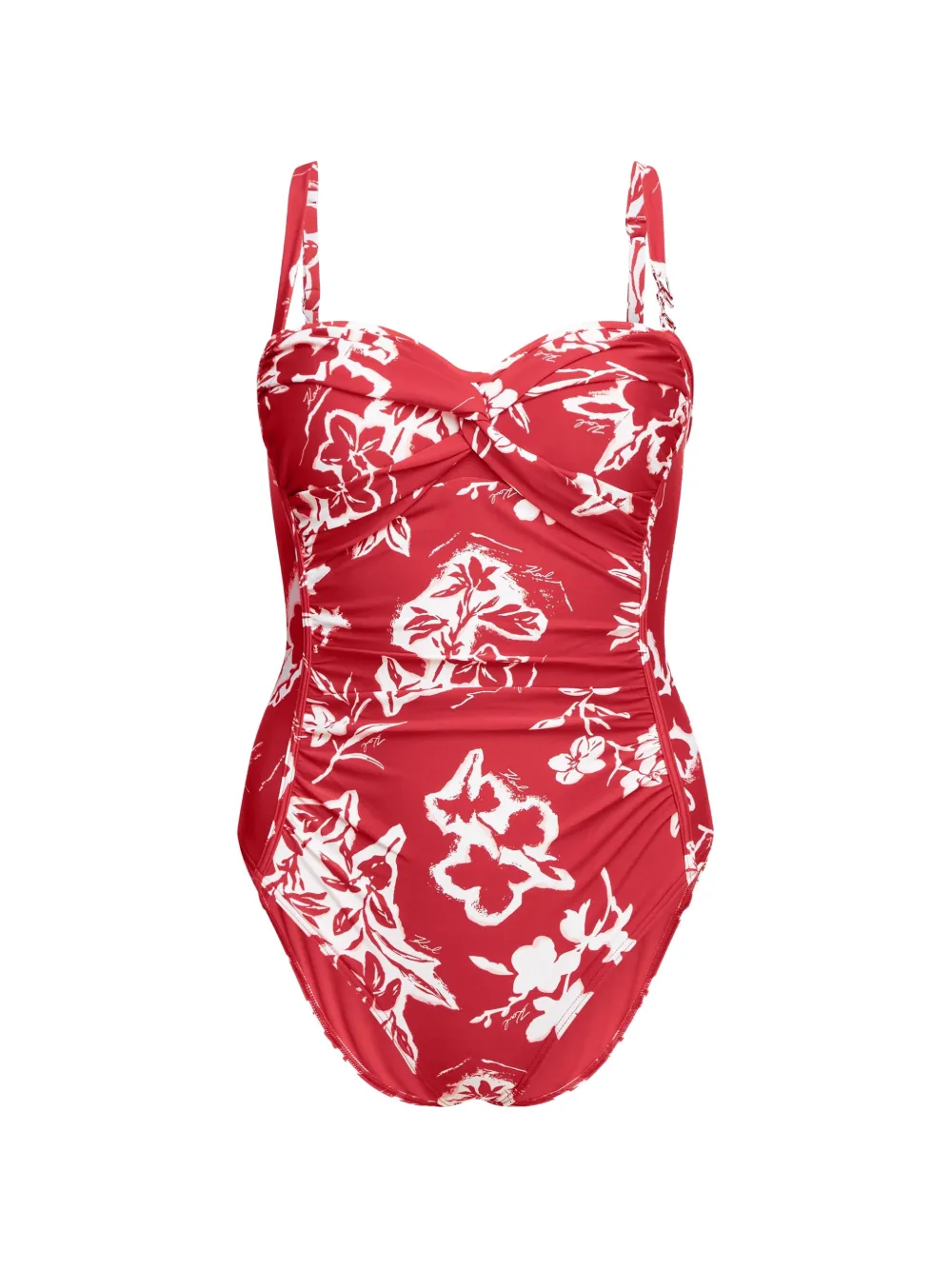 Karl Lagerfeld Signature twist-front swimsuit - Rot