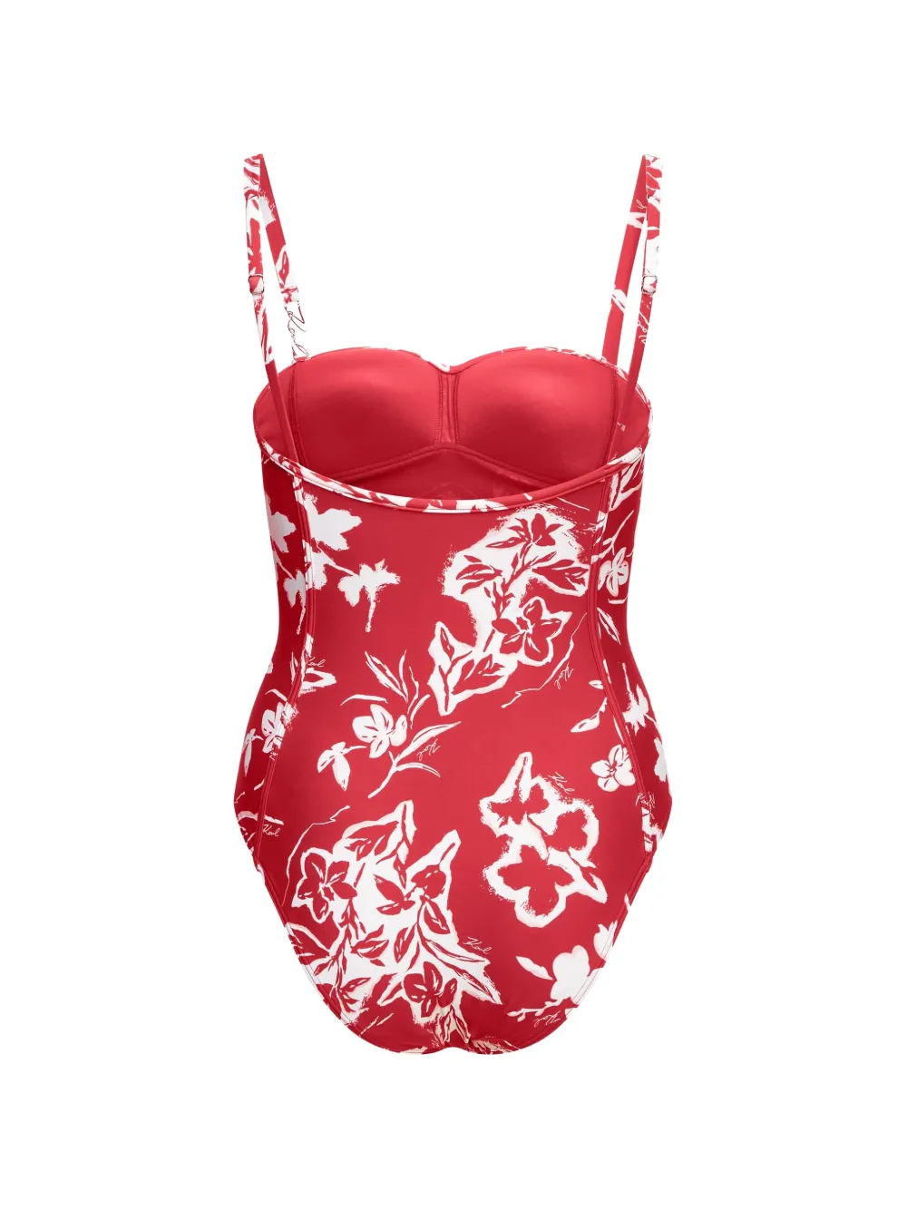 Karl Lagerfeld Signature twist-front swimsuit Rood