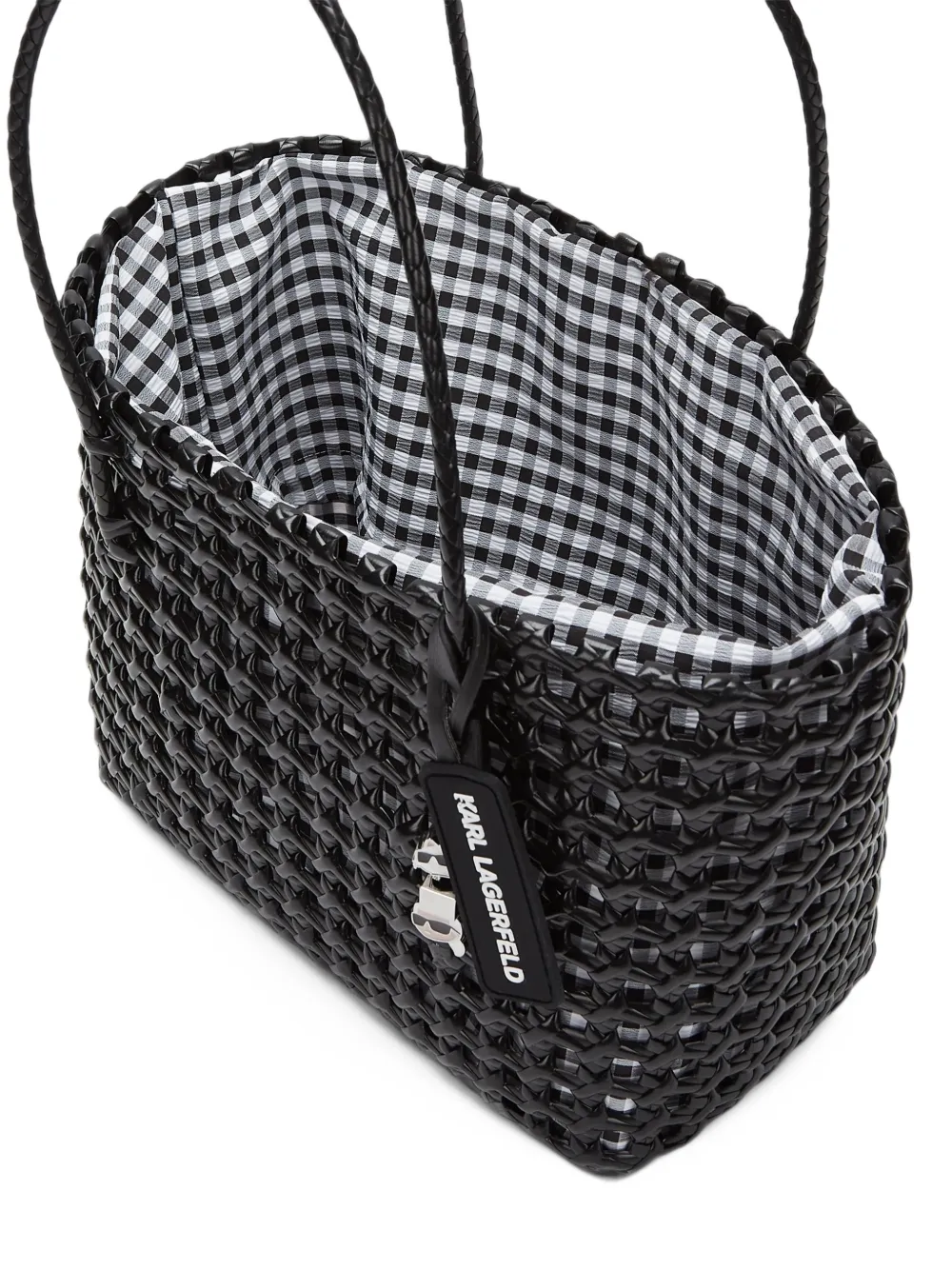 Karl Lagerfeld Ikon gingham basket bag Zwart