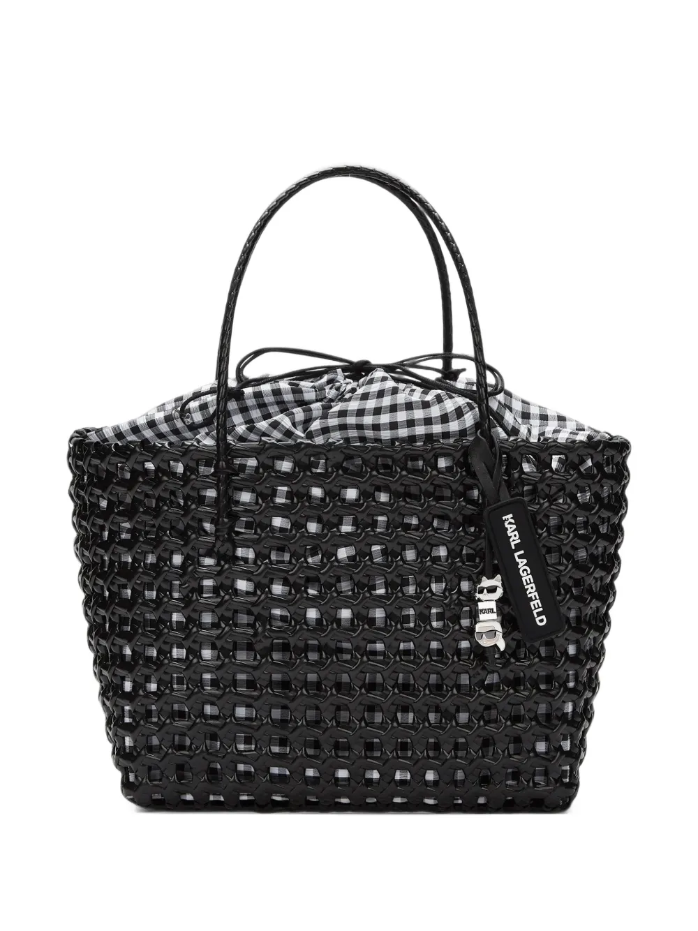Karl Lagerfeld Ikon gingham basket bag Zwart