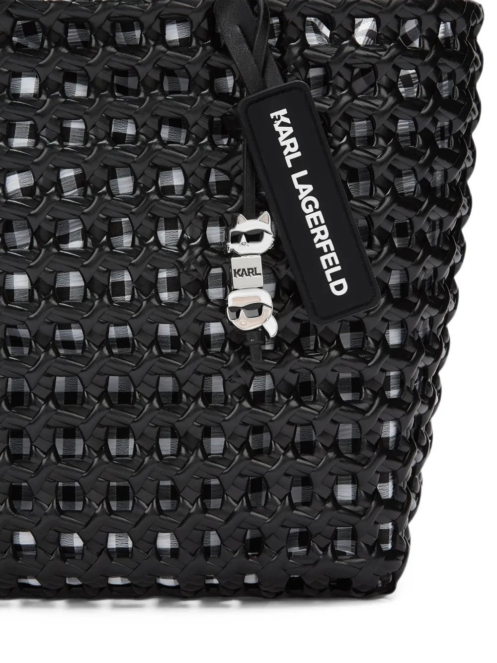 Karl Lagerfeld Ikon gingham basket bag Zwart