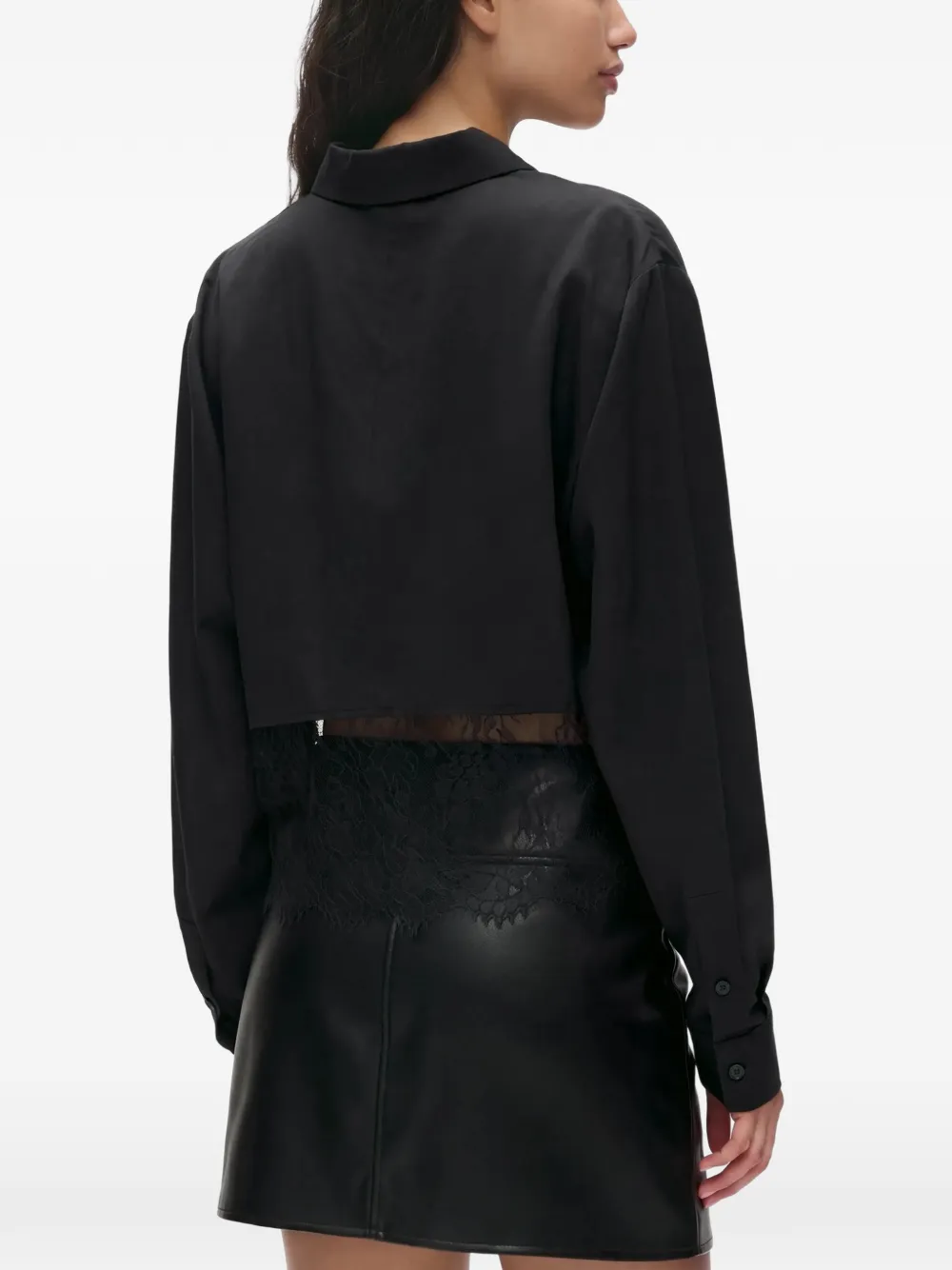 Karl Lagerfeld Jeans lace-trim long-sleeve shirt Zwart