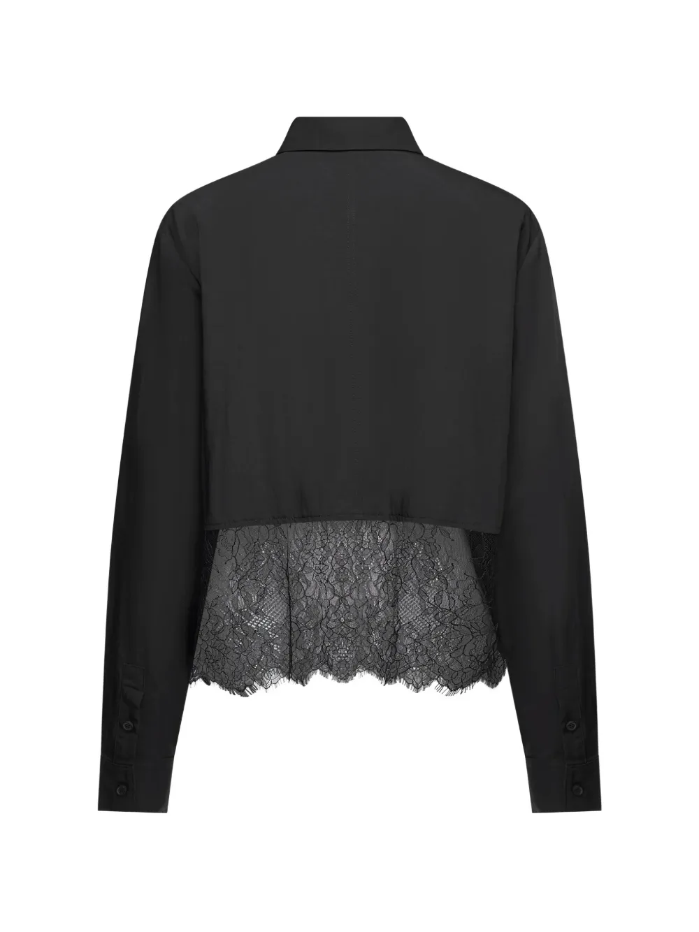 Karl Lagerfeld Jeans lace-trim long-sleeve shirt Zwart