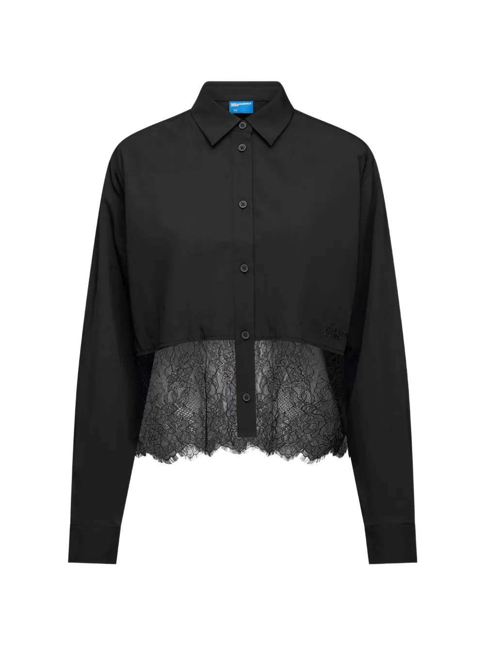 Karl Lagerfeld Jeans lace-trim long-sleeve shirt Zwart