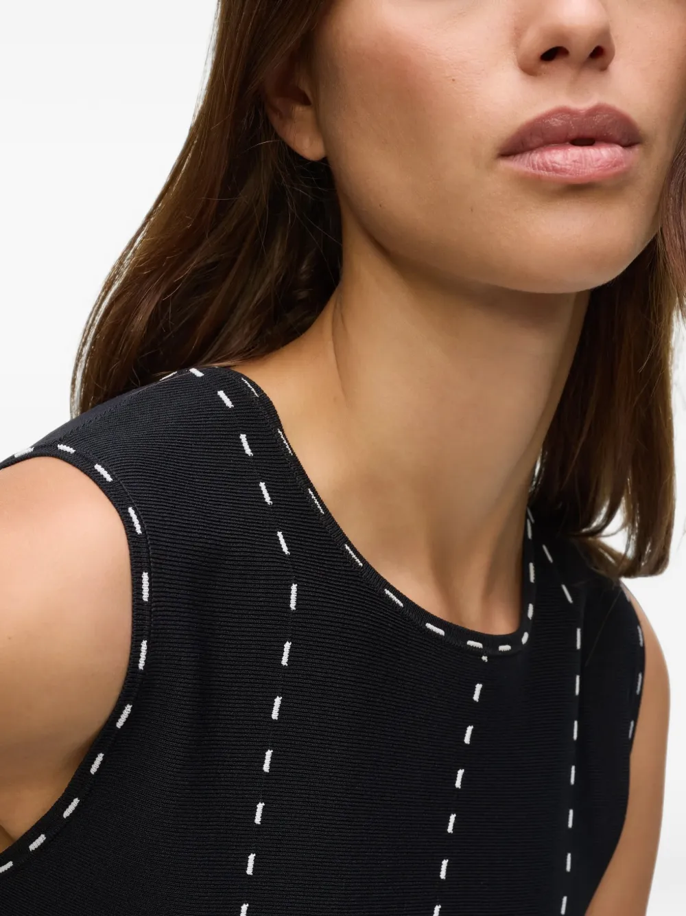 Karl Lagerfeld contrast-stitch sleeveless top Zwart