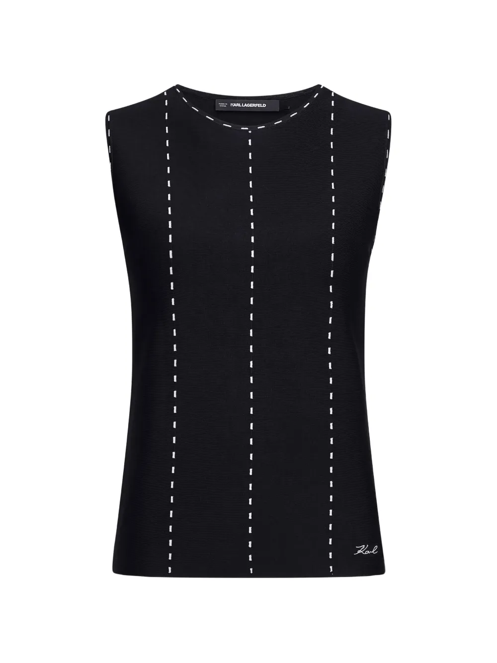 Karl Lagerfeld Top smanicato con cuciture a contrasto - Nero