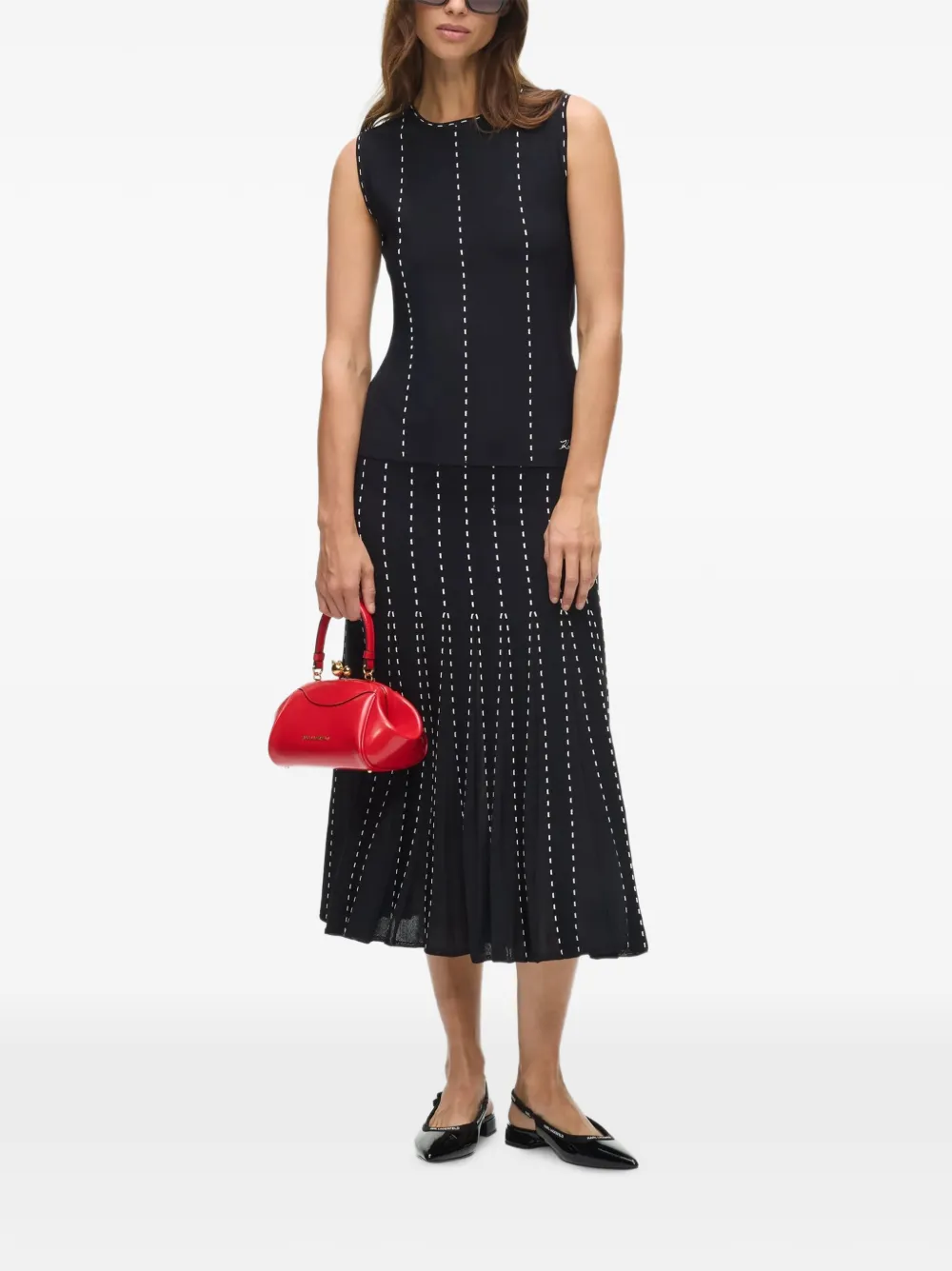Karl Lagerfeld contrast-stitch sleeveless top Zwart