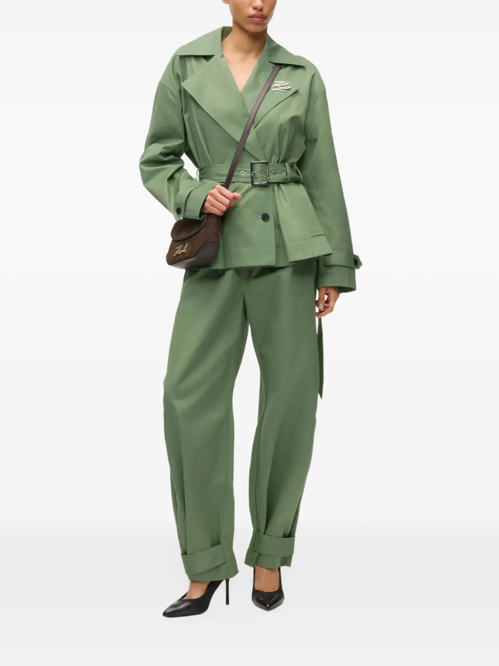 Karl Lagerfeld short trench jacket Groen