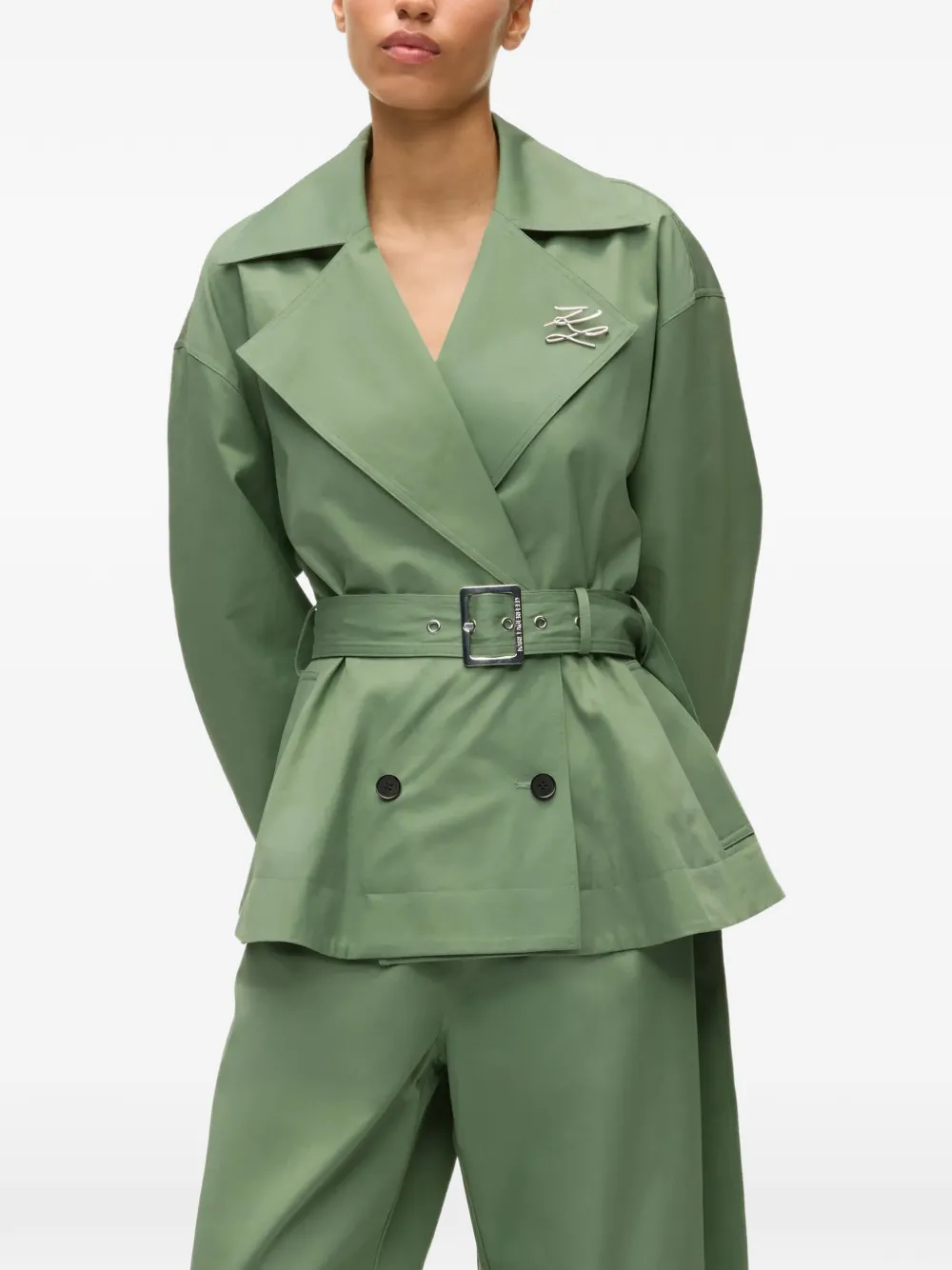 Karl Lagerfeld short trench jacket Groen