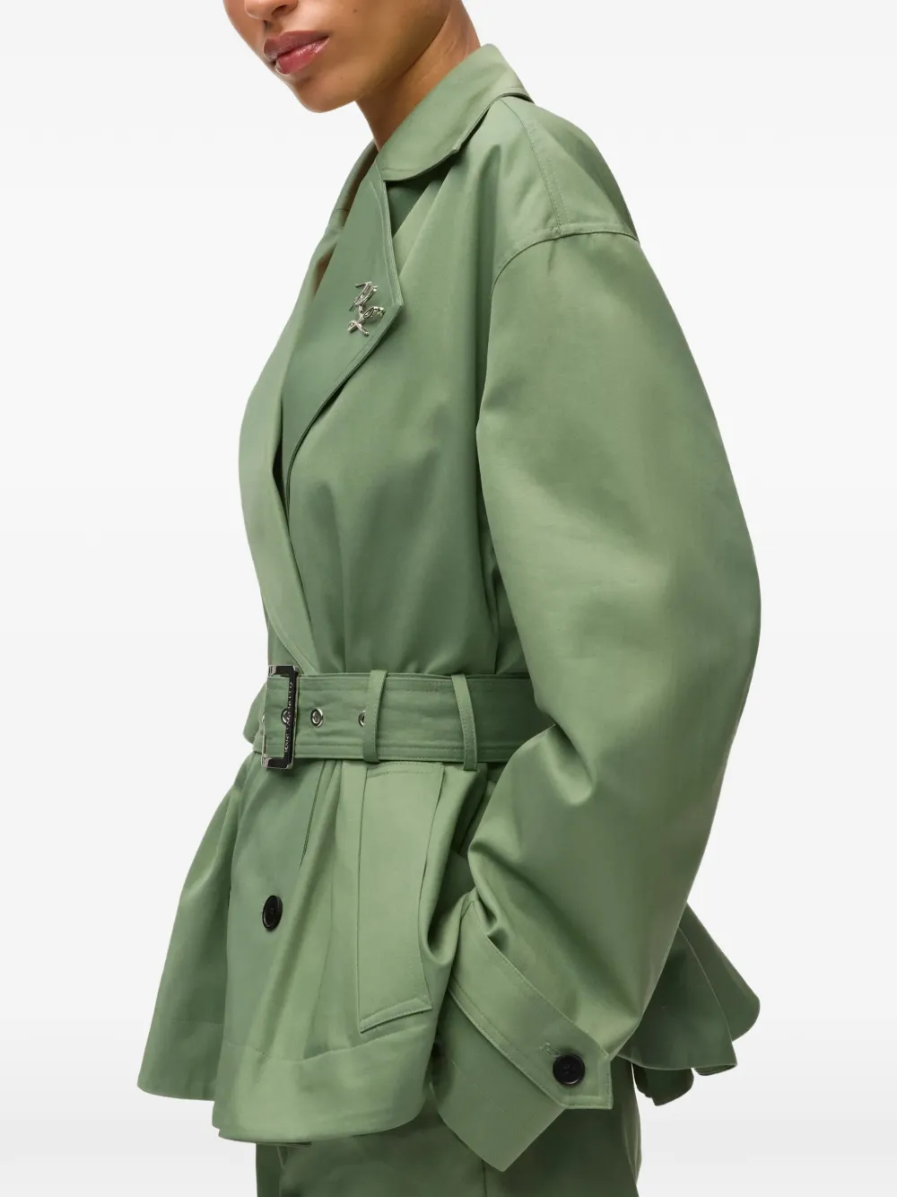 Karl Lagerfeld short trench jacket Groen
