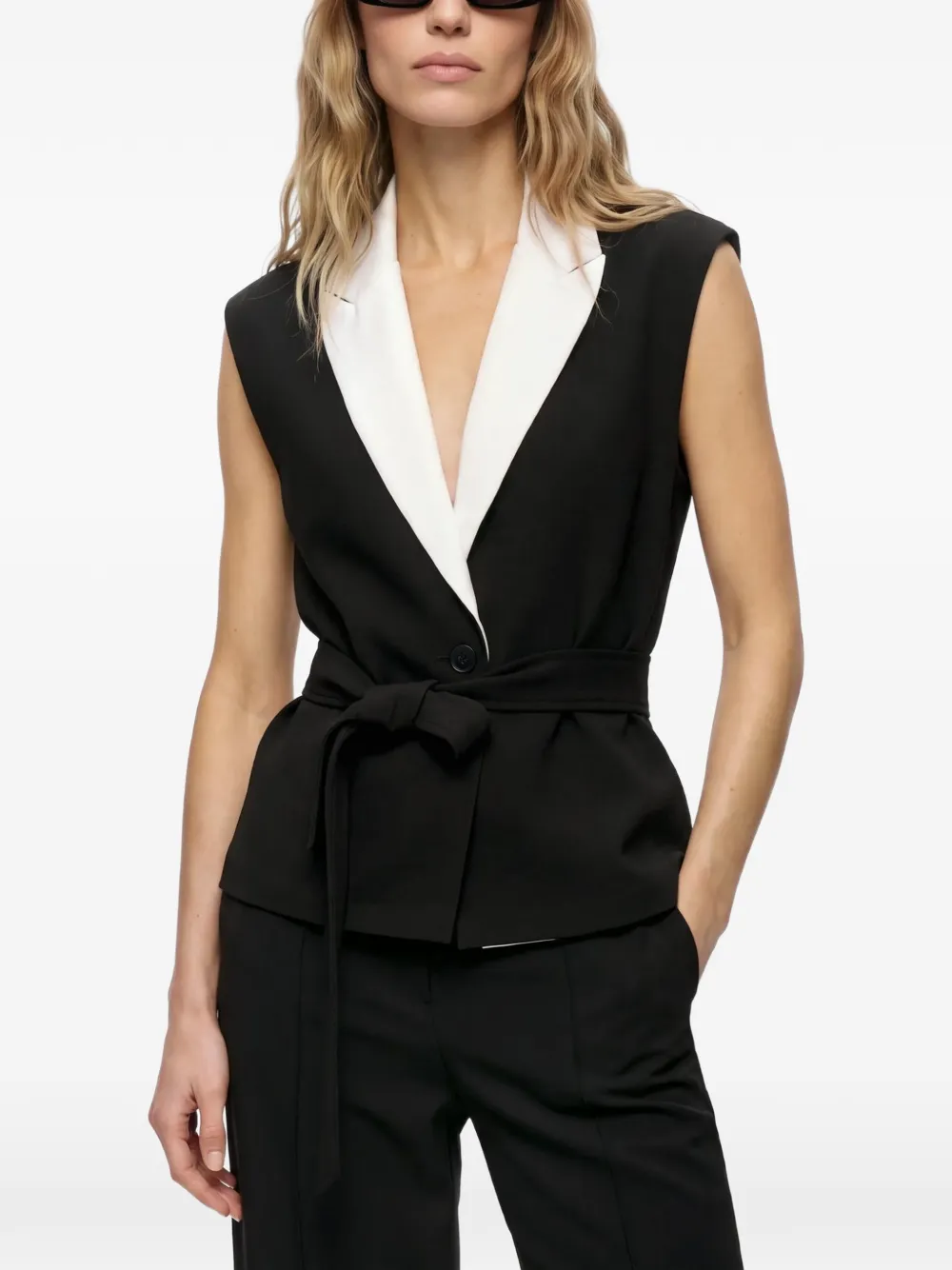 Karl Lagerfeld contrast-lapel waistcoat Zwart