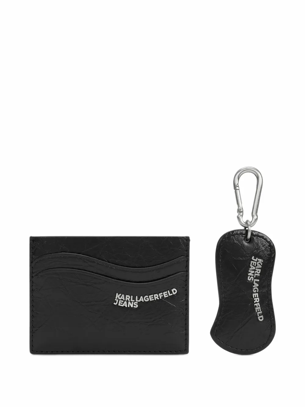 Karl Lagerfeld Jeans Set Wave con portacarte e portachiavi (2 pezzi) - Nero