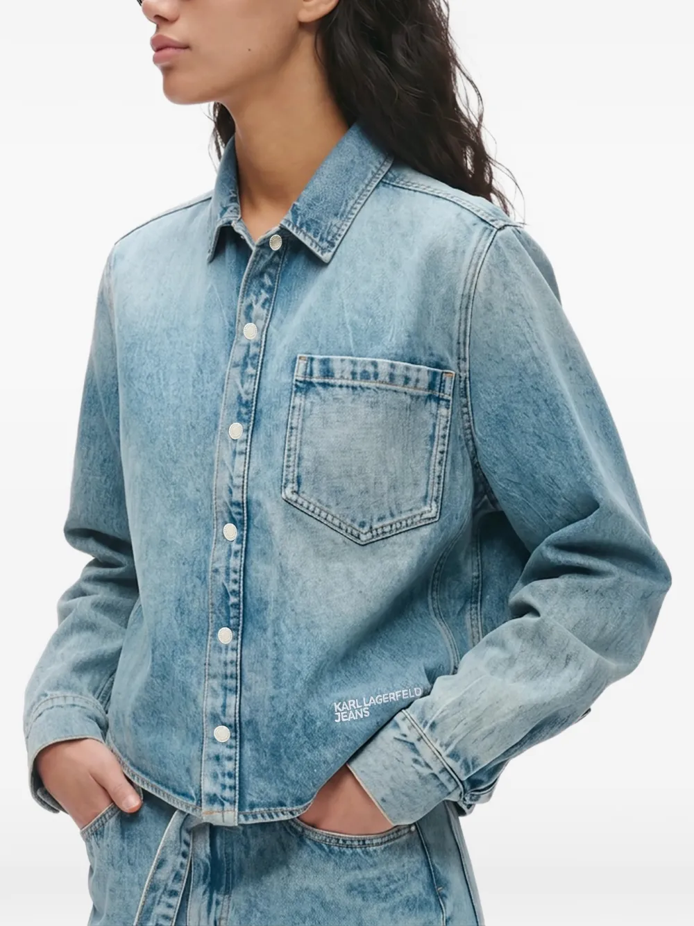 Karl Lagerfeld Jeans boxy-fit denim shirt Blauw