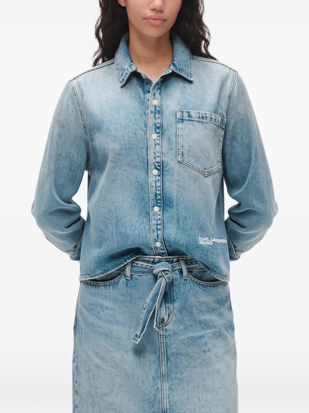 Karl Lagerfeld Jeans boxy-fit denim shirt Blauw