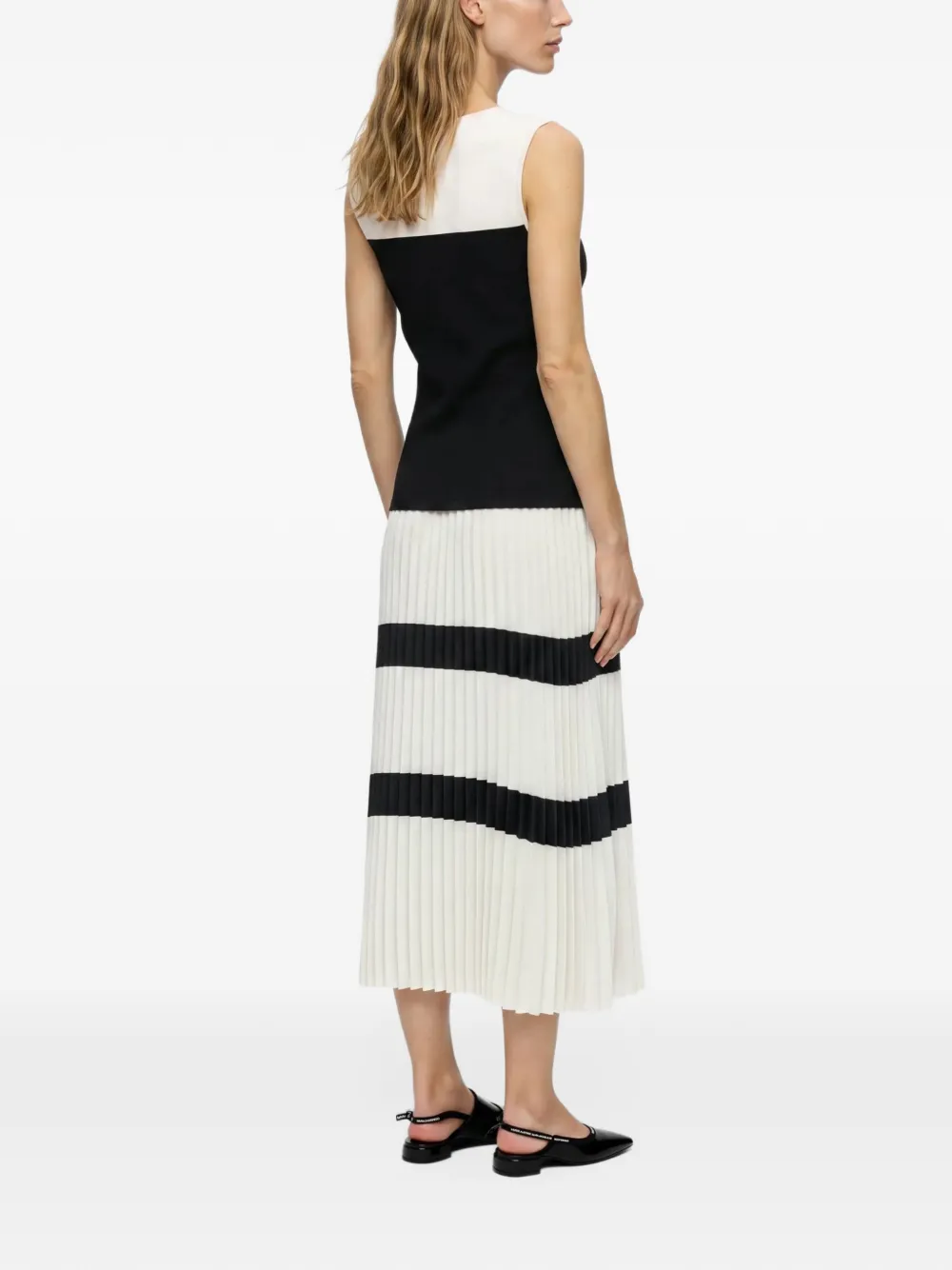 Karl Lagerfeld colour-block pleated dress Wit