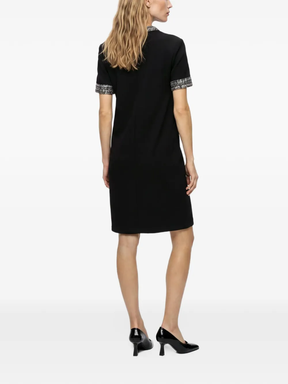 Karl Lagerfeld T-shirt mini-jurk met bouclé-afwerking Zwart