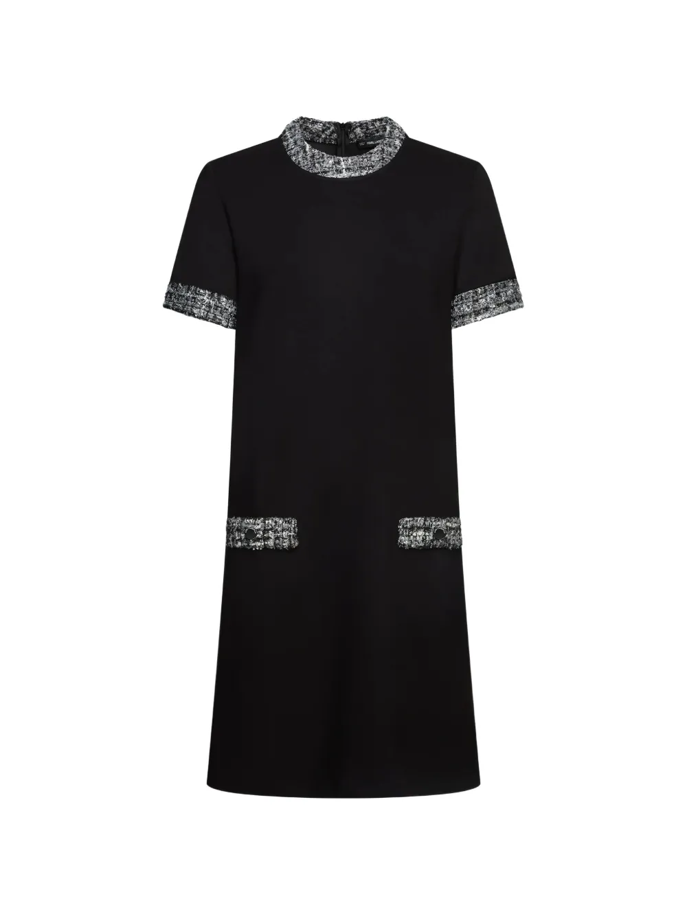 Karl Lagerfeld robe t-shirt courte à bords en bouclé - Noir