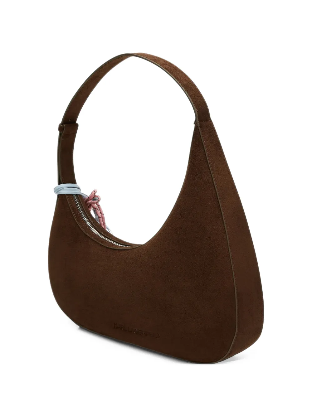 Karl Lagerfeld Ikon smooth faux-suede shoulder bag Bruin