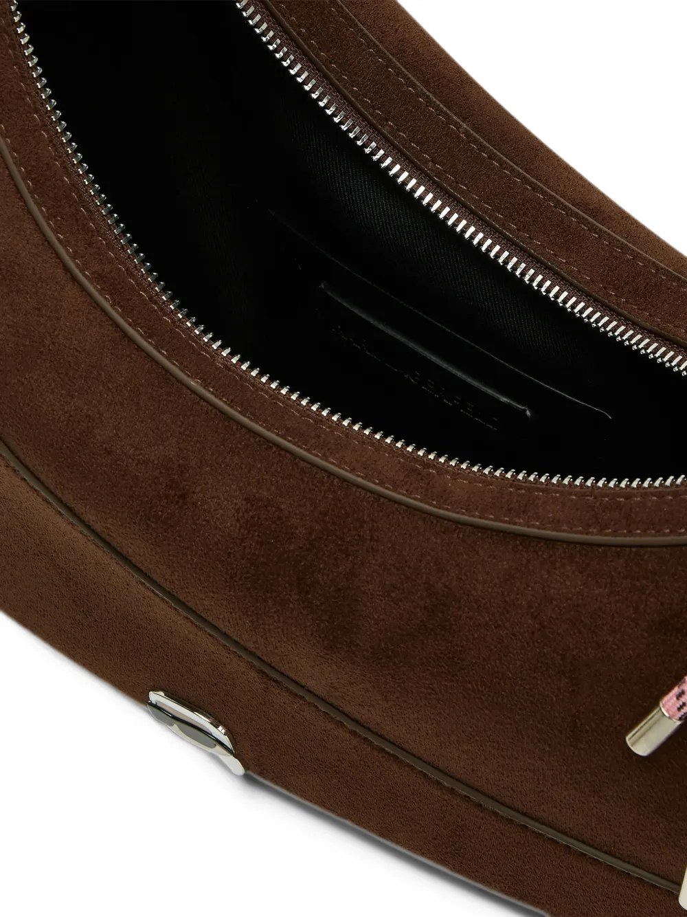 Karl Lagerfeld Ikon smooth faux-suede shoulder bag Bruin