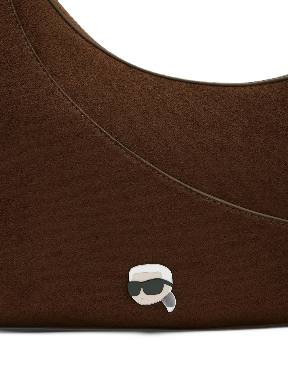 Karl Lagerfeld Ikon smooth faux-suede shoulder bag Bruin