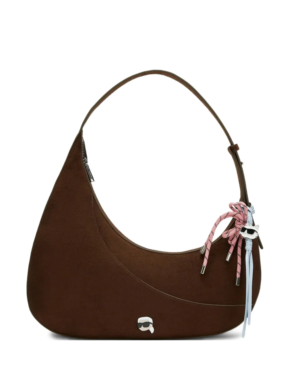 Karl Lagerfeld Ikon smooth faux-suede shoulder bag - Marrone