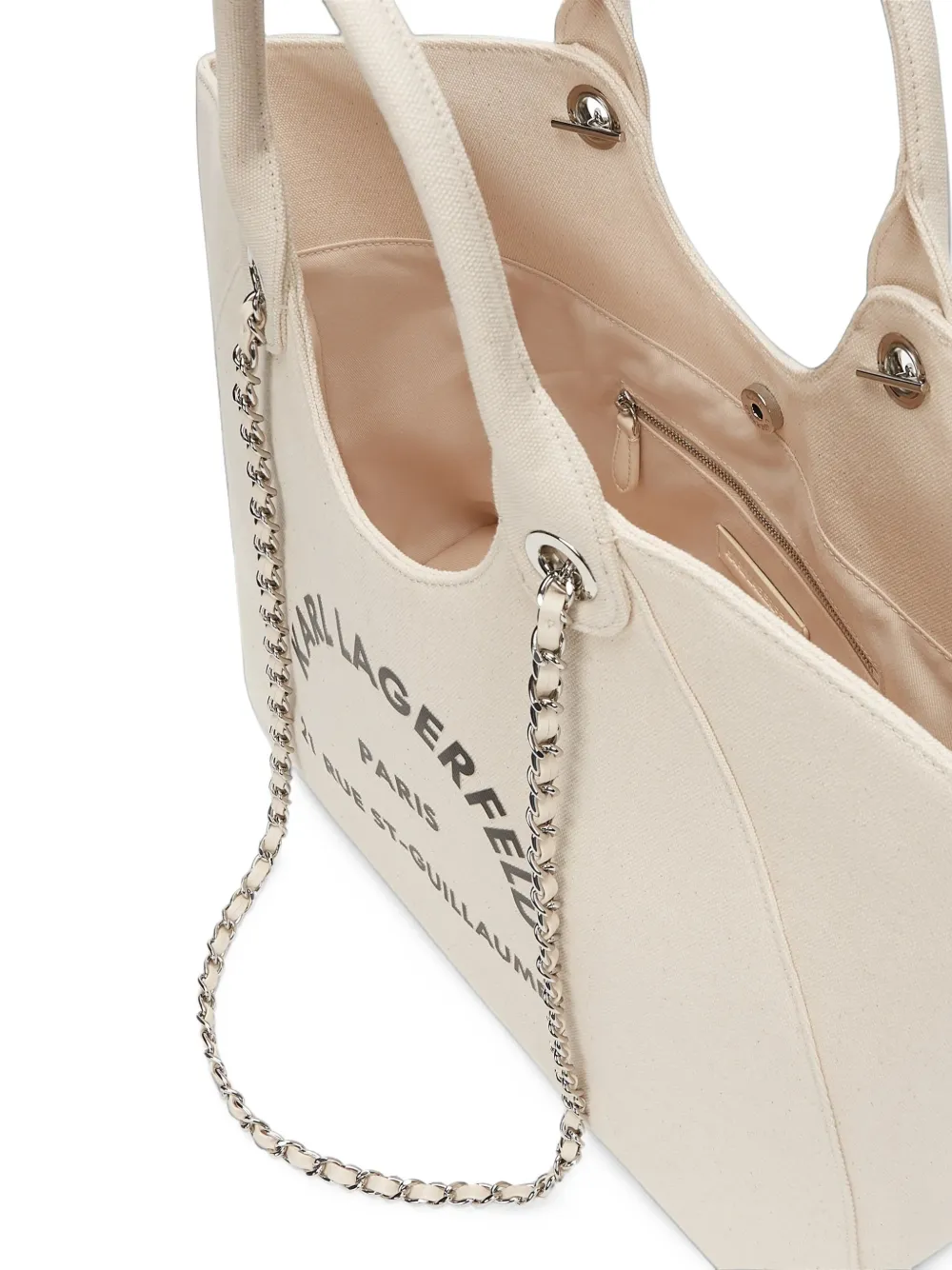 Karl Lagerfeld Rue St-Guillaume chain tote bag Beige