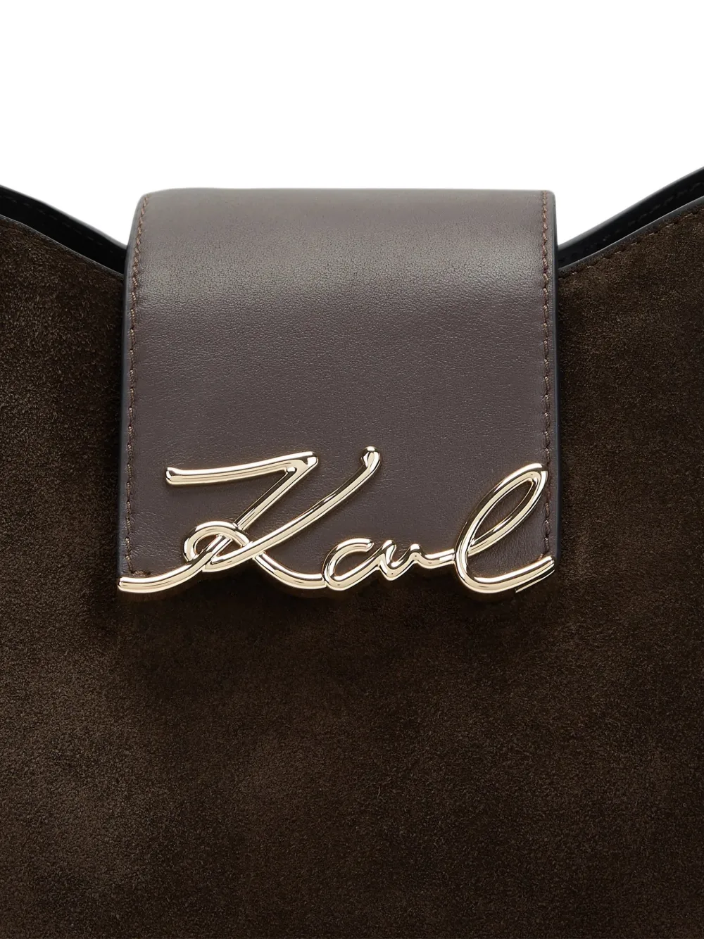 Karl Lagerfeld K Signature suede shoulder bag Bruin