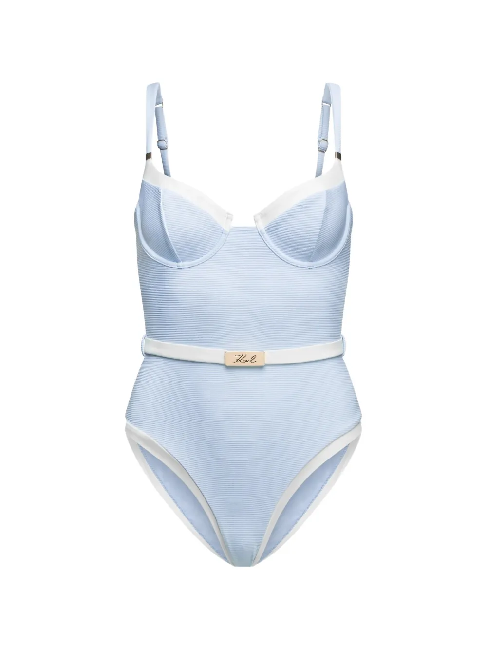 Karl Lagerfeld Signature belted swimsuit - Blau