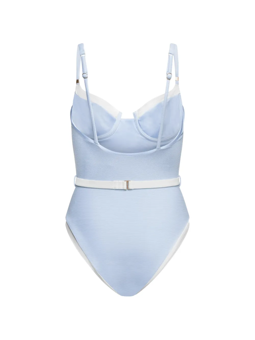 Karl Lagerfeld Signature belted swimsuit Blauw