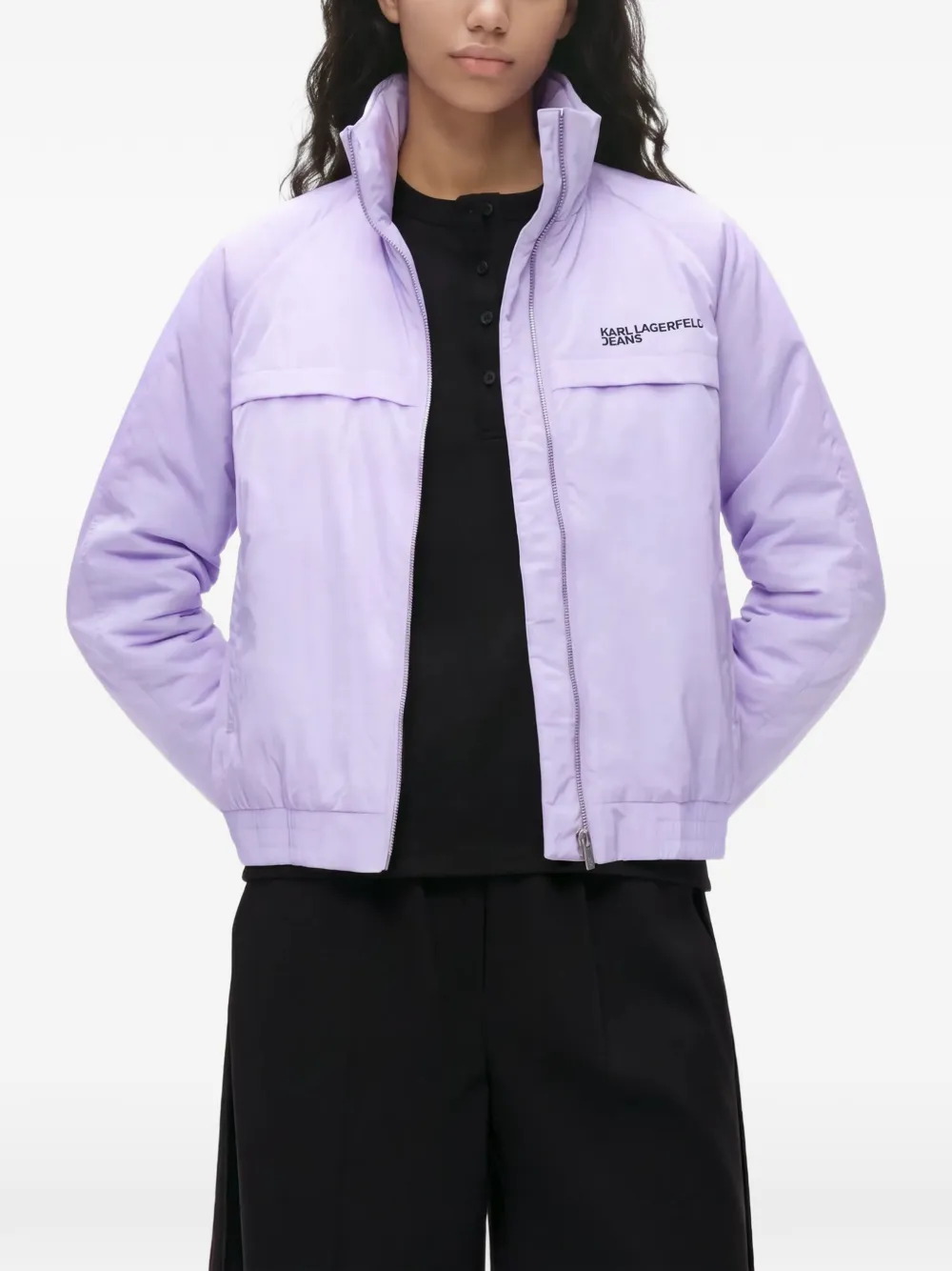 Karl Lagerfeld Jeans padded hooded jacket Paars