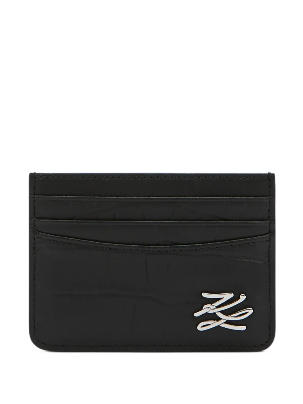 Karl Lagerfeld K/Croc leather cardholder - Nero