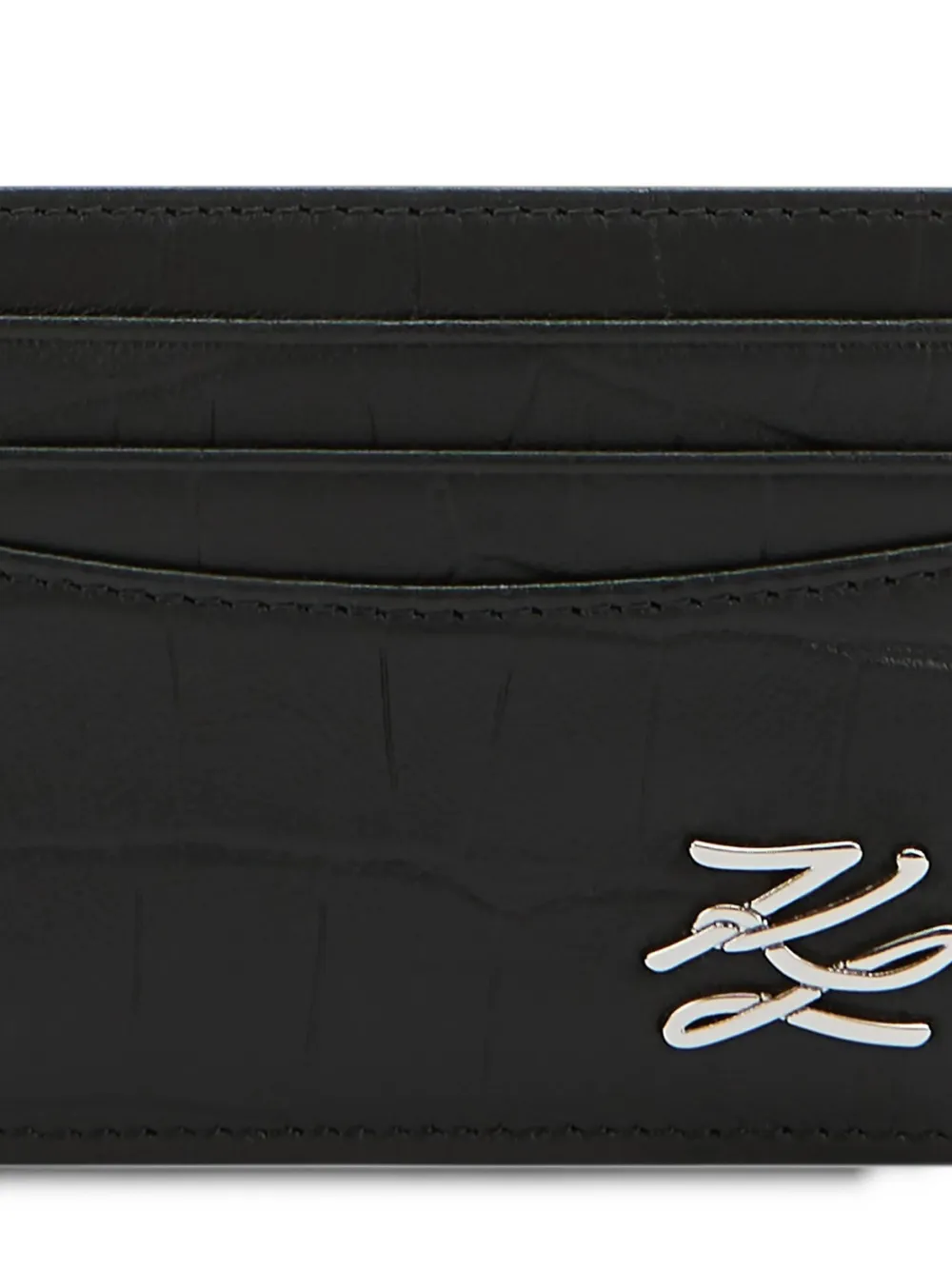 Karl Lagerfeld K Croc leather cardholder Zwart