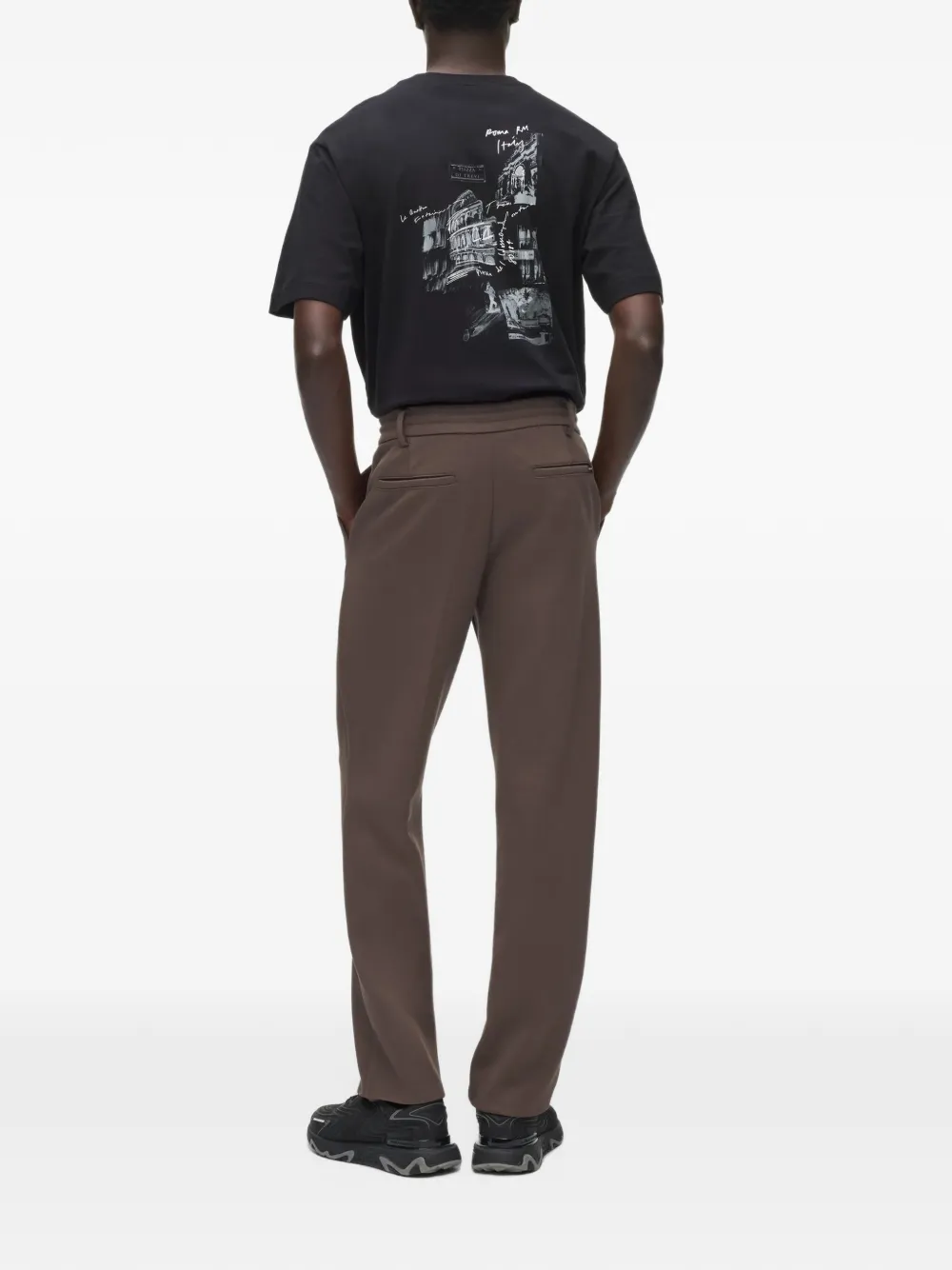 Karl Lagerfeld belt-loop pleated trousers Bruin