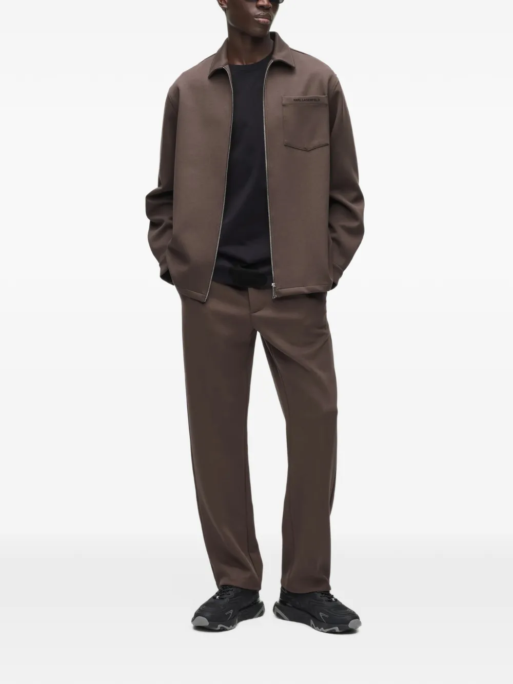 Karl Lagerfeld belt-loop pleated trousers Bruin