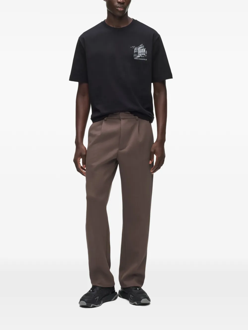 Karl Lagerfeld belt-loop pleated trousers Bruin