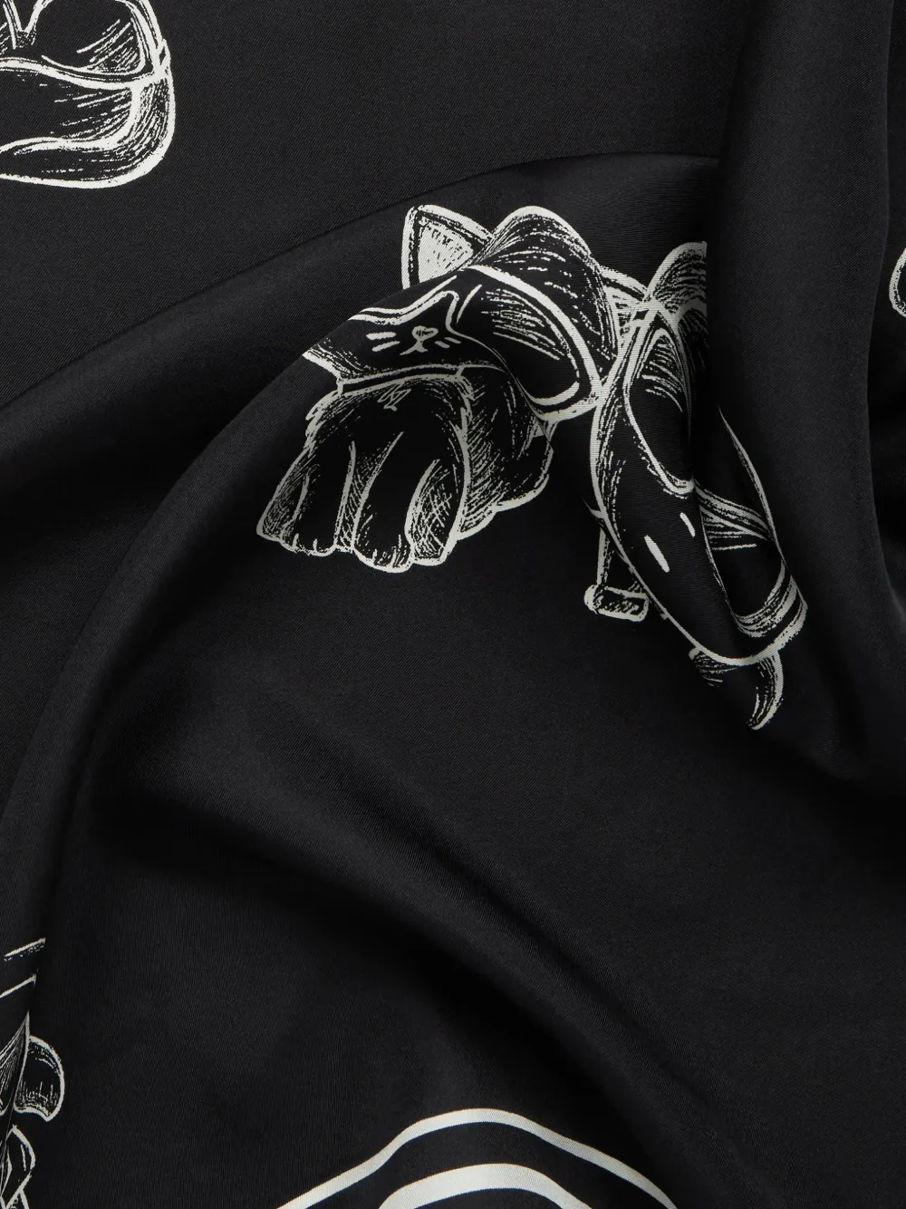 Karl Lagerfeld Ikon Karl & Choupette silk scarf Zwart
