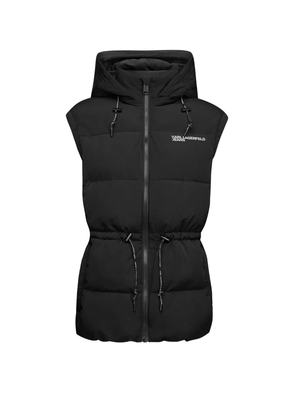 Karl Lagerfeld Jeans hooded transformable puffer jacket Zwart