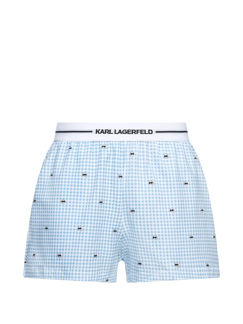 Karl Lagerfeld Ikon gingham-pattern pajama shorts - Blau