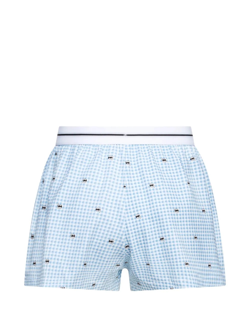 Karl Lagerfeld Ikon gingham-pattern pajama shorts - Blau