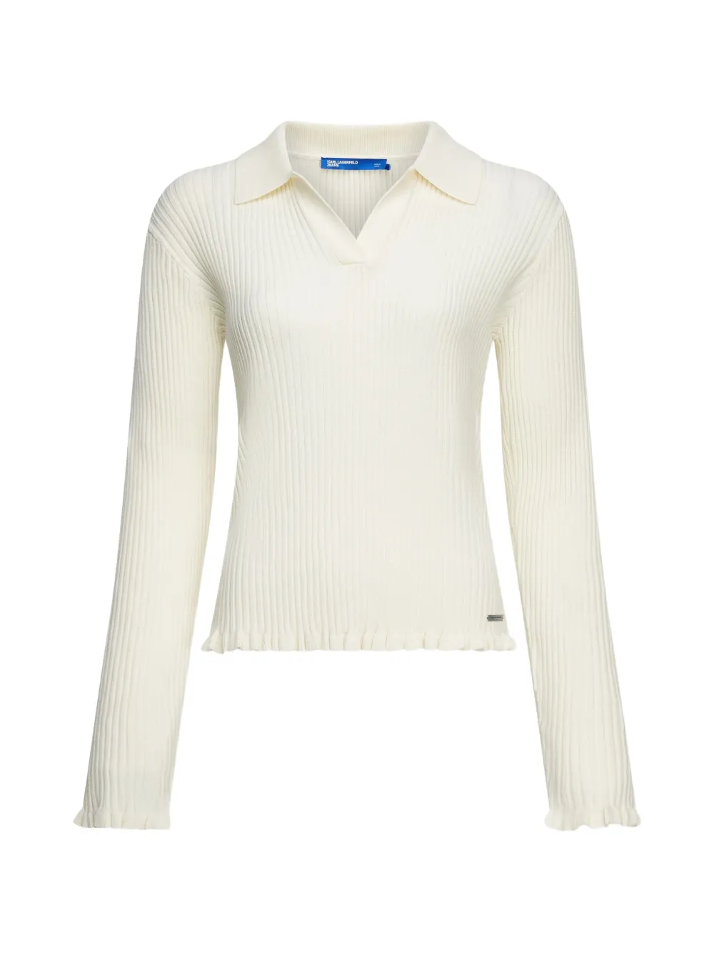 Karl Lagerfeld Jeans ribbed-knit ruffled-hem top - Toni neutri
