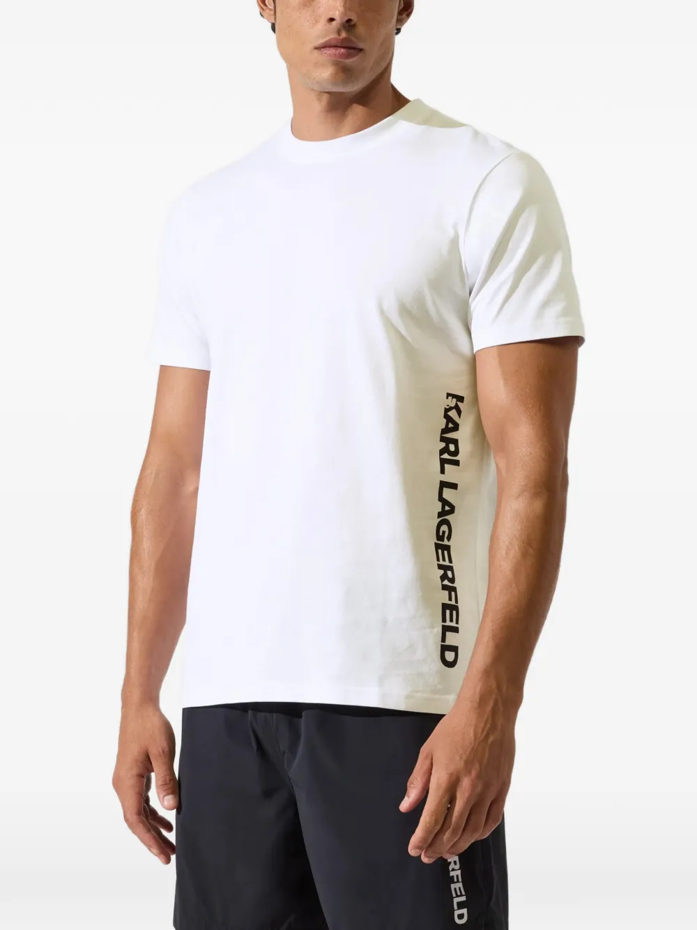 Karl Lagerfeld Vertical logo beach T-shirt Wit