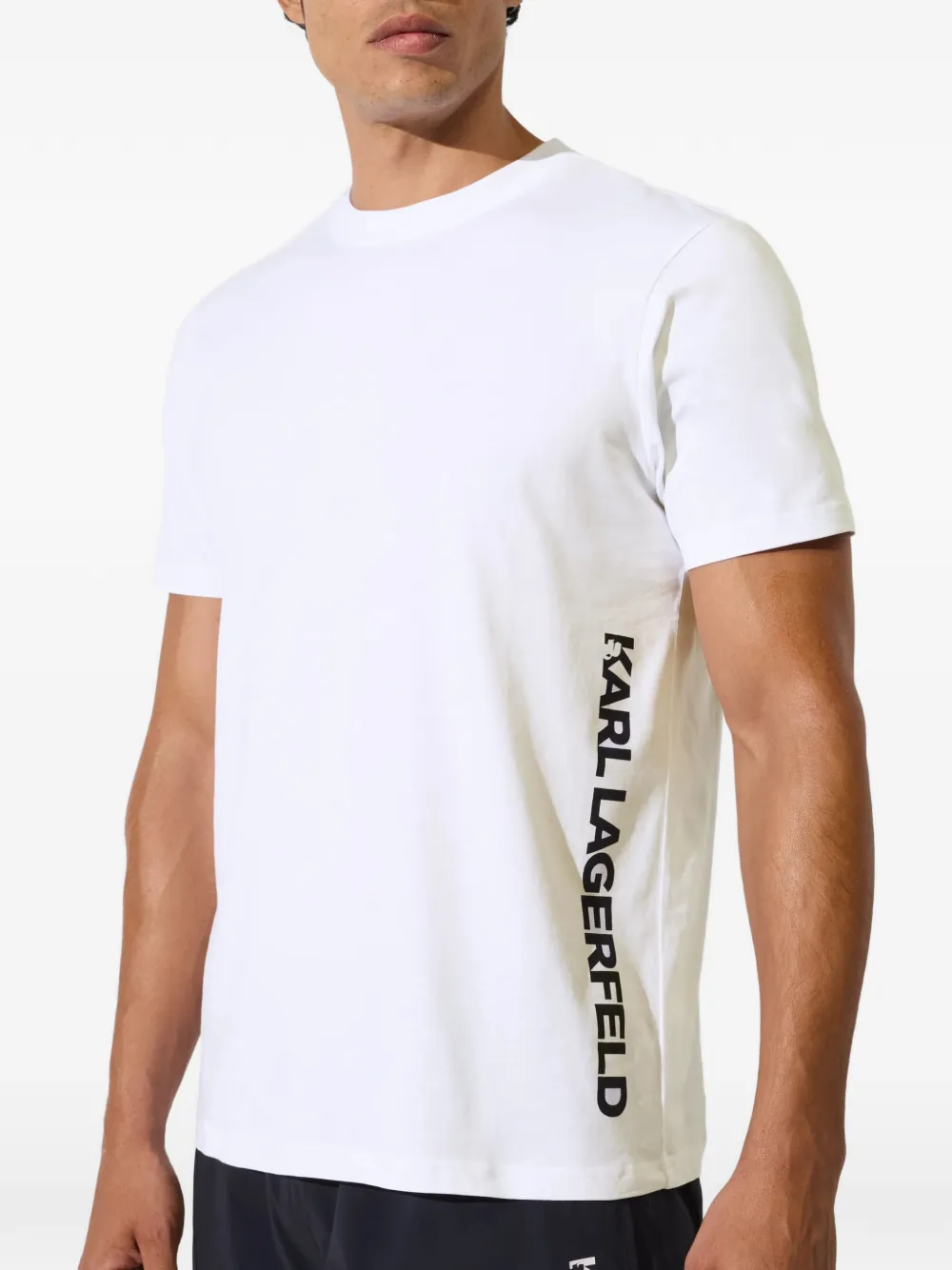 Karl Lagerfeld Vertical logo beach T-shirt Wit
