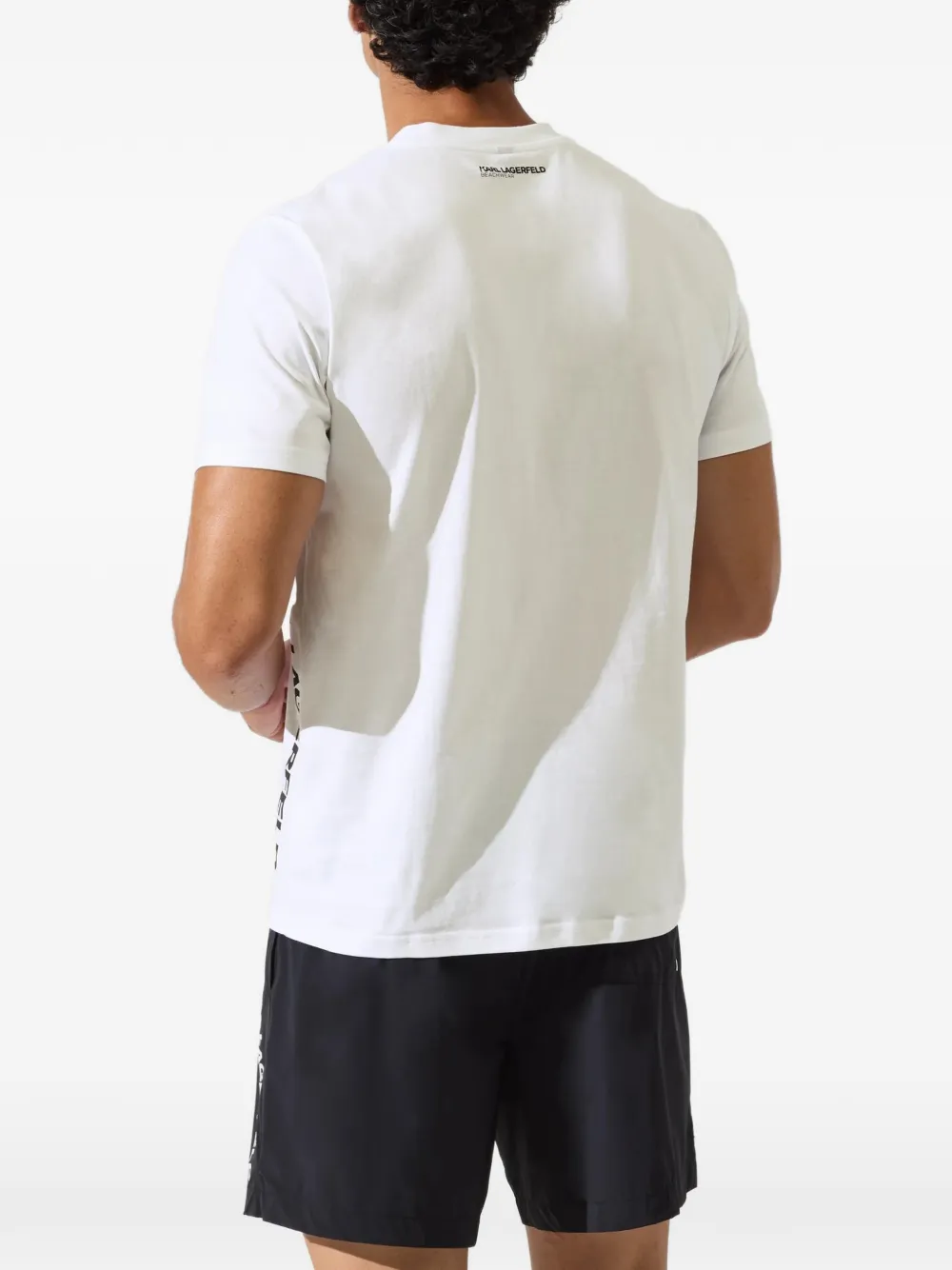 Karl Lagerfeld Vertical logo beach T-shirt Wit