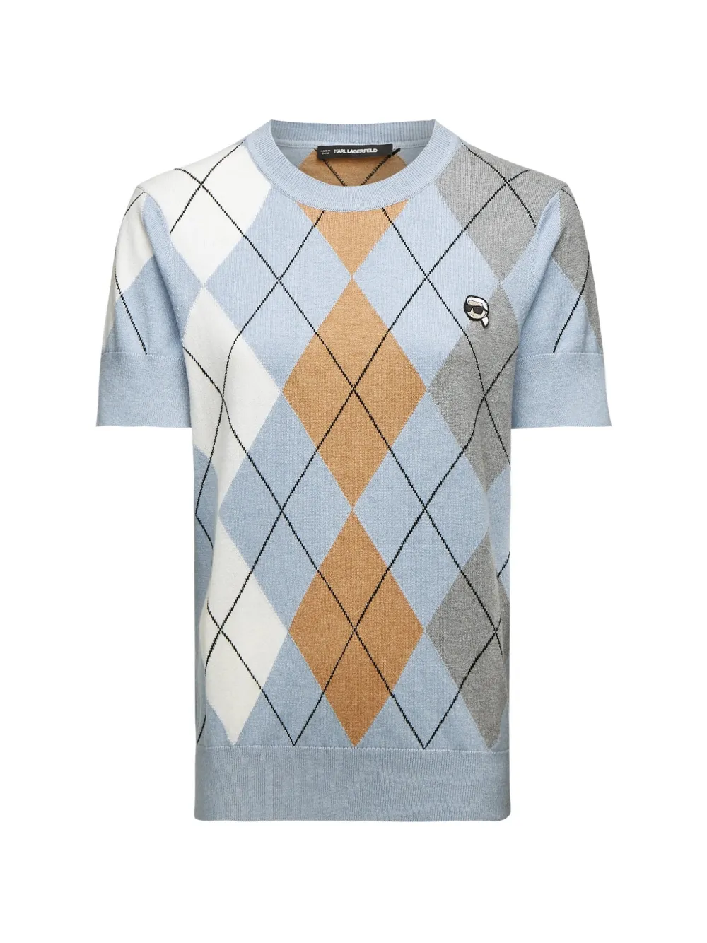 Karl Lagerfeld Ikon argyle-intarsia sweater Blauw
