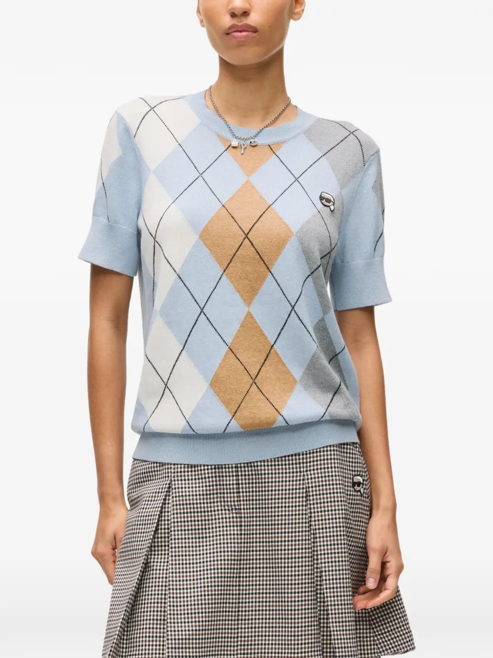 Karl Lagerfeld Ikon argyle-intarsia sweater Blauw