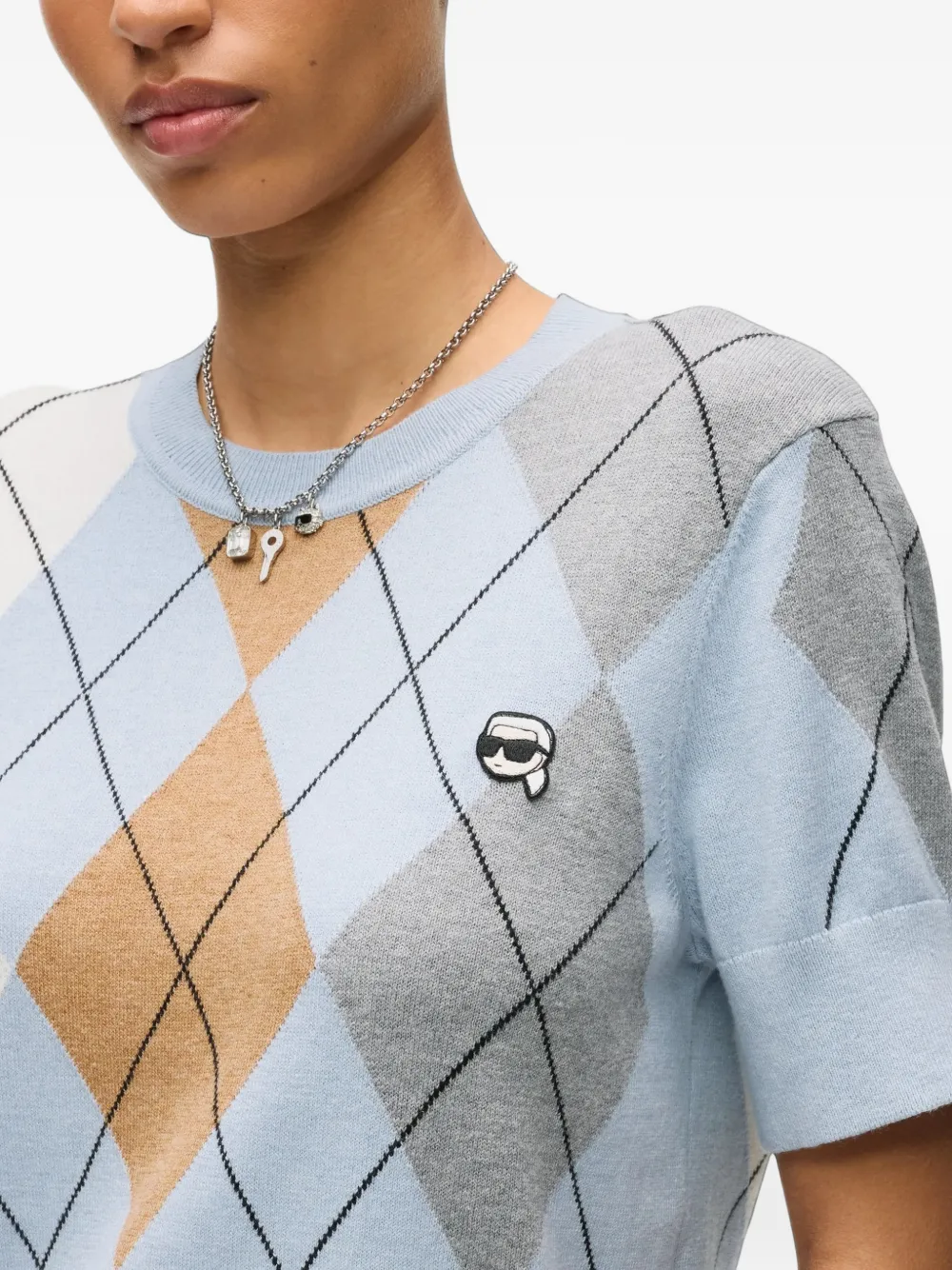 Karl Lagerfeld Ikon argyle-intarsia sweater Blauw