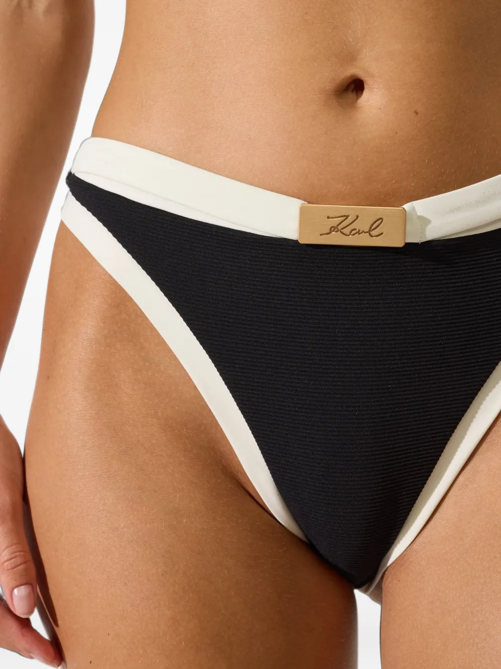 Karl Lagerfeld Signature metal-charm bikini bottoms Zwart