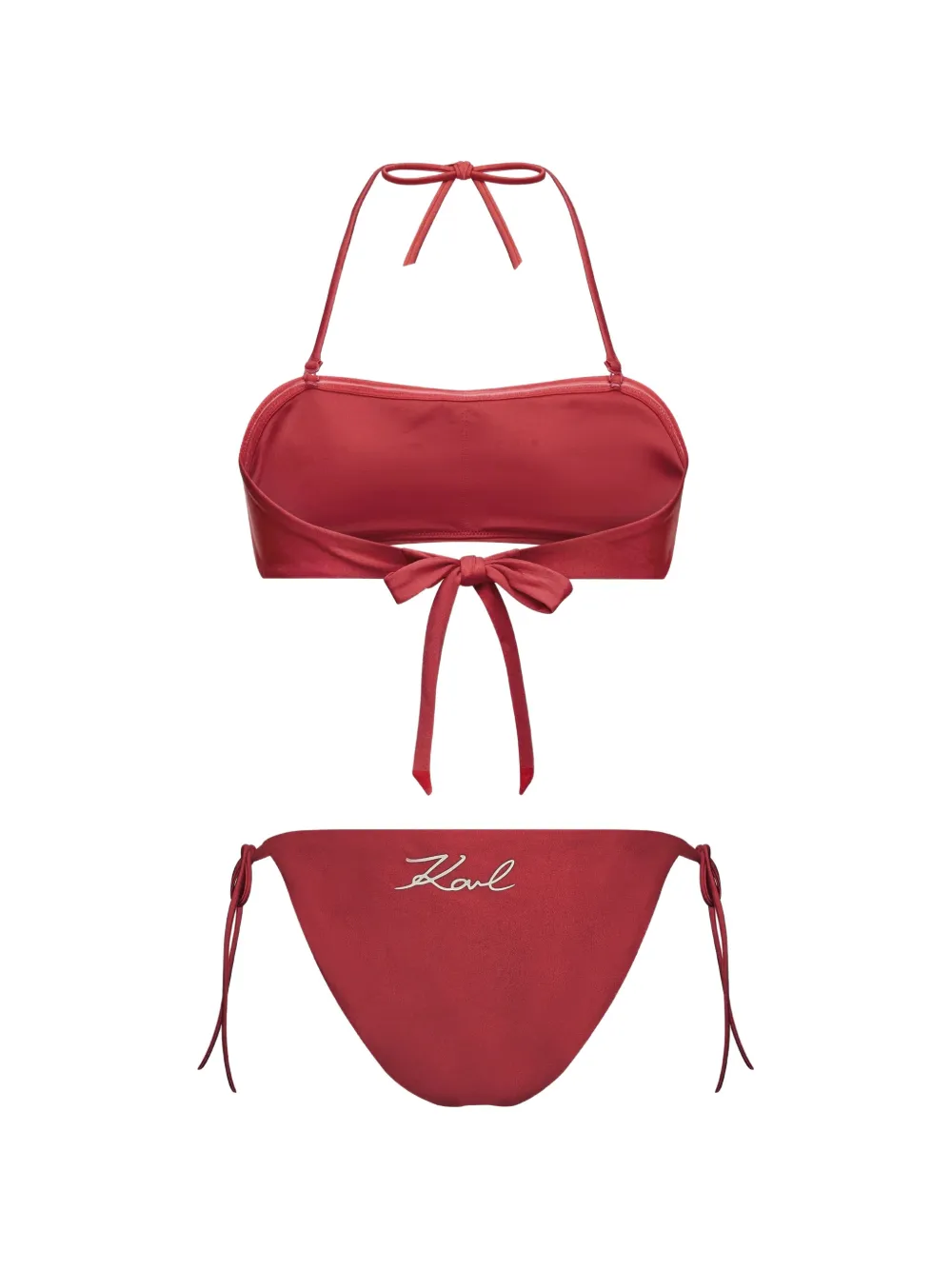 Karl Lagerfeld Signature bandeau bikini set - Rot