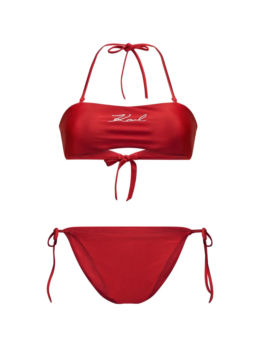 Karl Lagerfeld Signature bandeau bikini set - Rot
